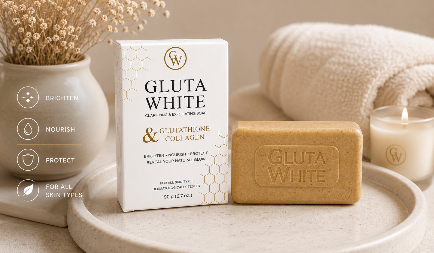 Gluta White Clarifying & Exfoliating Soap 190g | Premium Packaging