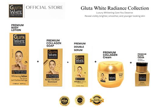 Gluta White Collection Full Set | Lotion + Soap + Serum + Cream Bundle | Glutathione Collagen Skin