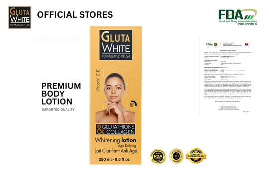 Gluta White Whitening Lotion 250 ml – Age Defying with Glutathione & Collagen | Formulated in USA