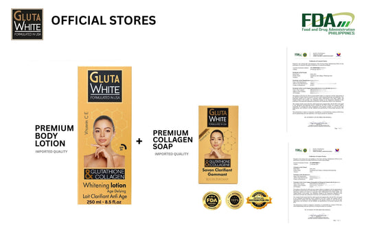 Whitening Gluta Lotion 250ml & Clarifying Soap Set  Brightening Care with Glutathione + Collagen