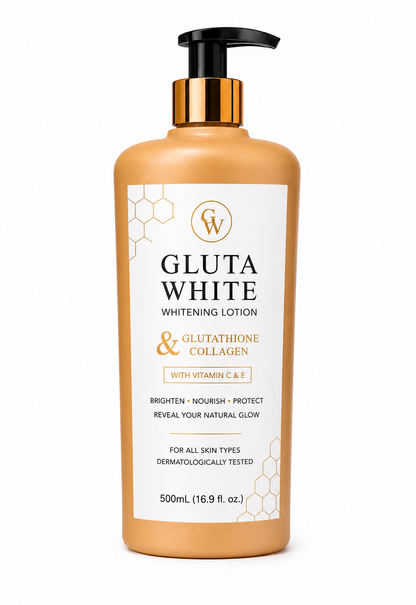 Gluta White Whitening Body Lotion 500ml | Glutathione & Collagen | Premium Packaging