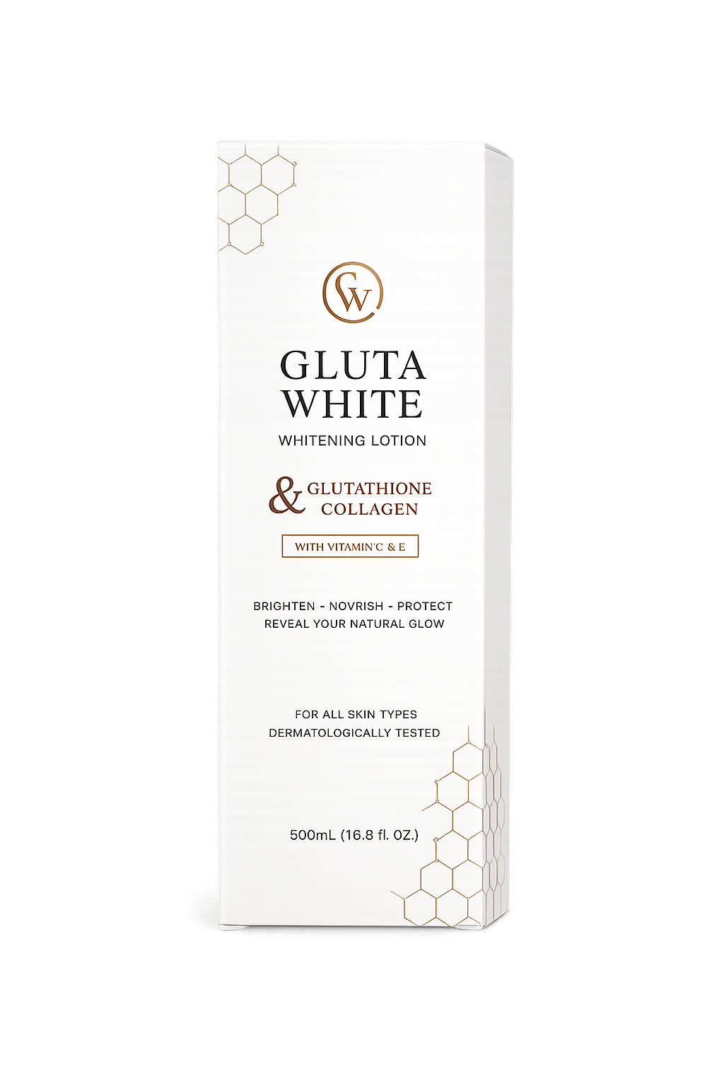 Gluta White Whitening Body Lotion 500ml | Glutathione & Collagen | Premium Packaging