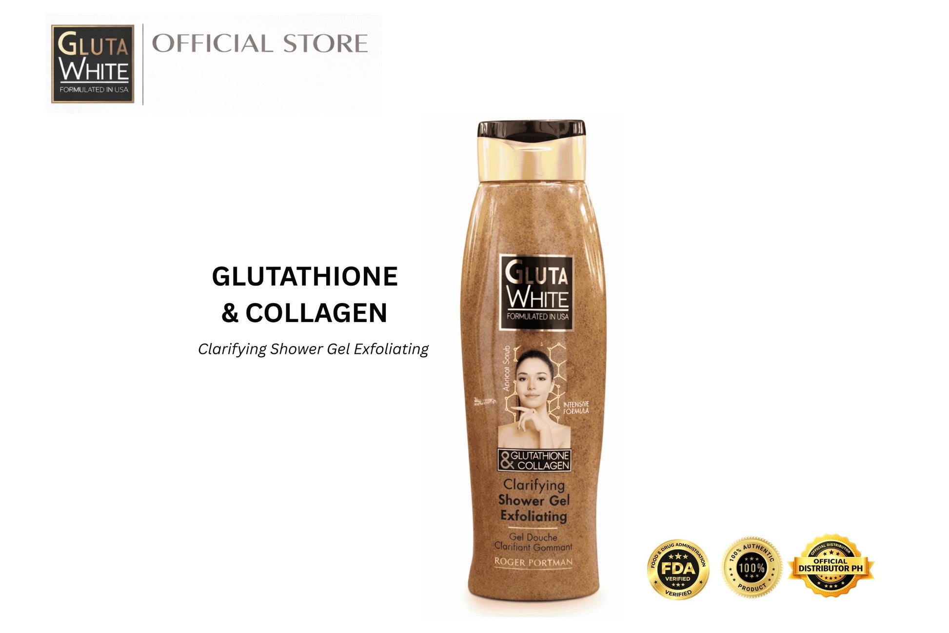 Gluta White Clarifying Shower Gel | Glutathione & Collagen | Exfoliati   Gluta White PH