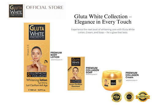 Gluta White Radiance Set (Lotion 500ml + Soap + Whitening Cream 275ml) — Brightening & Moisturizing