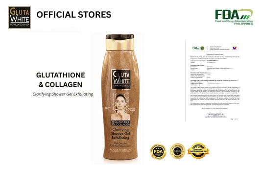Gluta White Clarifying Shower Gel | Glutathione & Collagen | Exfoliating Body Wash 750ml