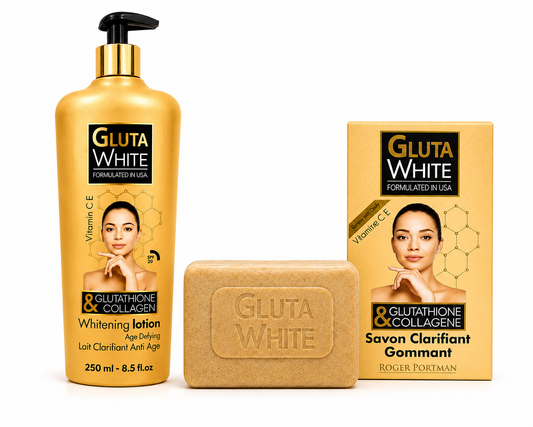 Whitening Gluta Lotion 250ml & Clarifying Soap Set  Brightening Care with Glutathione + Collagen