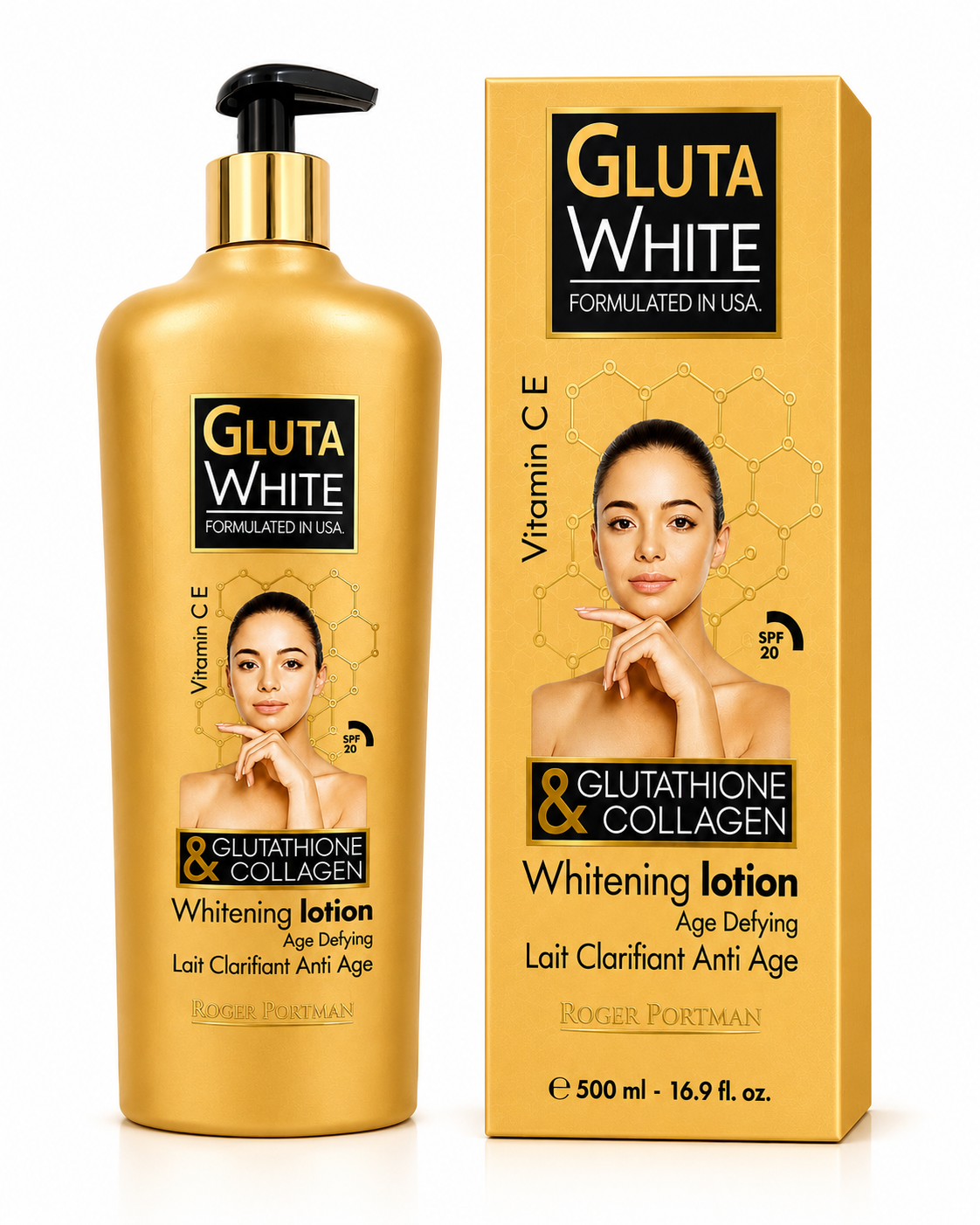 Gluta White Whitening Body Lotion 500ml – Glutathione & Collagen Brightening Care