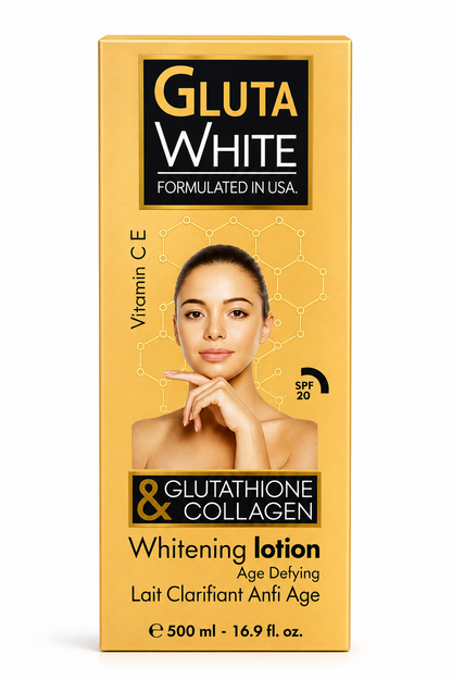 Gluta White Whitening Body Lotion 500ml – Glutathione & Collagen Brightening Care