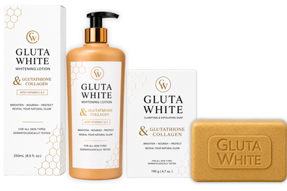 Gluta White Whitening Lotion 250ml & Clarifying Soap 190g Set | Premium Packaging